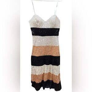 Kohl's Black, Silver, and Gold Sequin Midi Dress